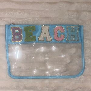 Clear Beach Pouch with Blue Trim